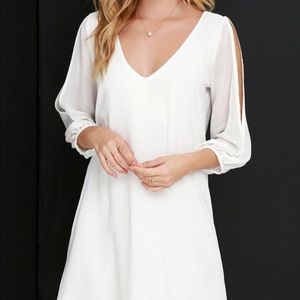 Lulus long sleeve white shift dress.
